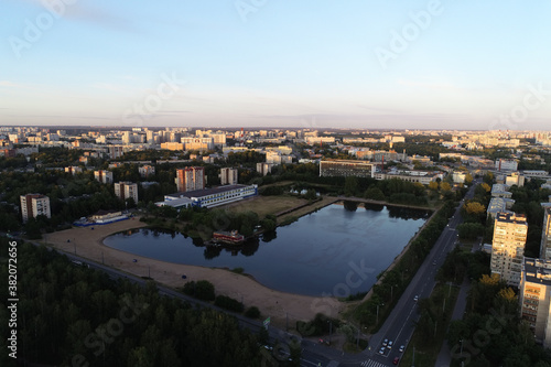 Aerial Townscape of Saint Petersburg City. Kalininsky District