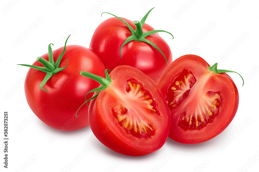Tomato half isolated on white background with clipping path and full depth of field. Tomato half isolated on white background with clipping path and full depth of field.