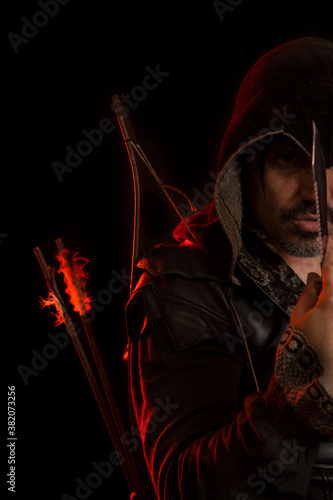 Medieval archer with knife.