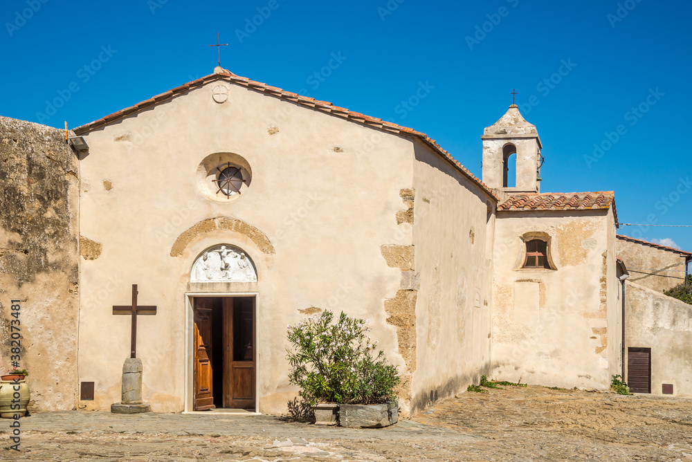 View at the Church of Santa Croce in Populonia town - Italy