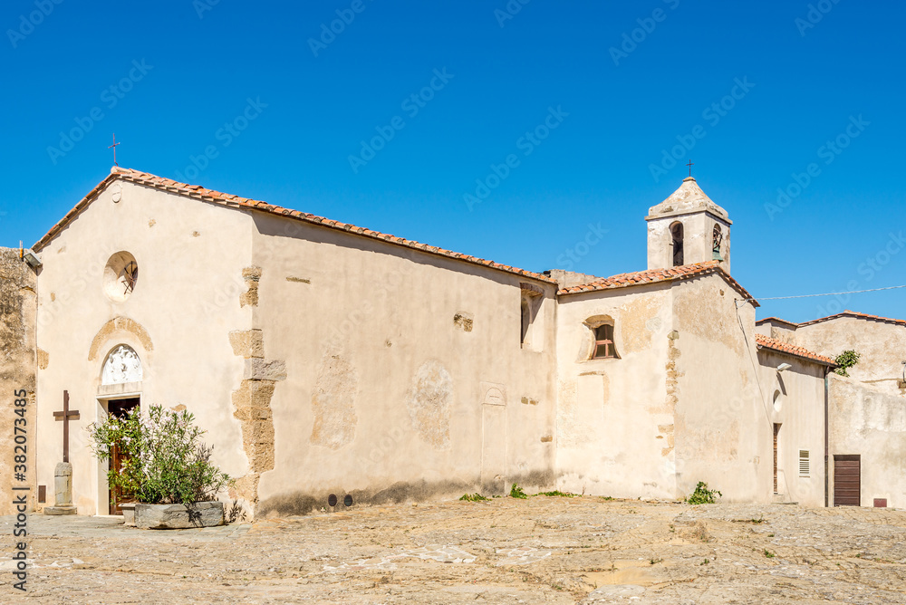 View at the Church of Santa Croce in Populonia town - Italy