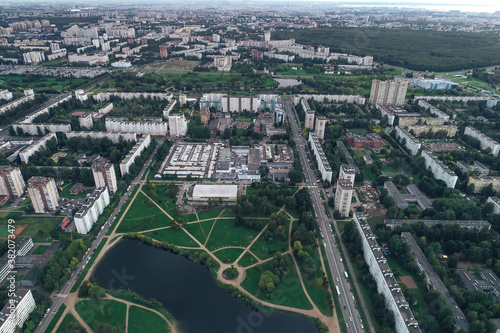 Aerial Townscape of Saint Petersburg City. Kalininsky District