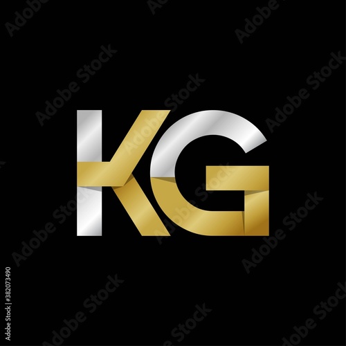 KG initial letter logo, simple shade, gold silver color