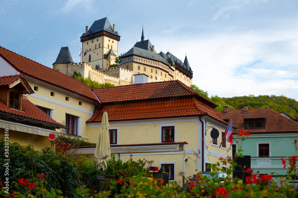 View of medieval castle Karlstejn. Bohemia. Czech Republic
