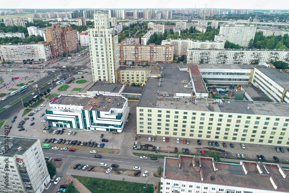 Fototapeta premium Aerial Townscape of Saint Petersburg City. Kalininsky District