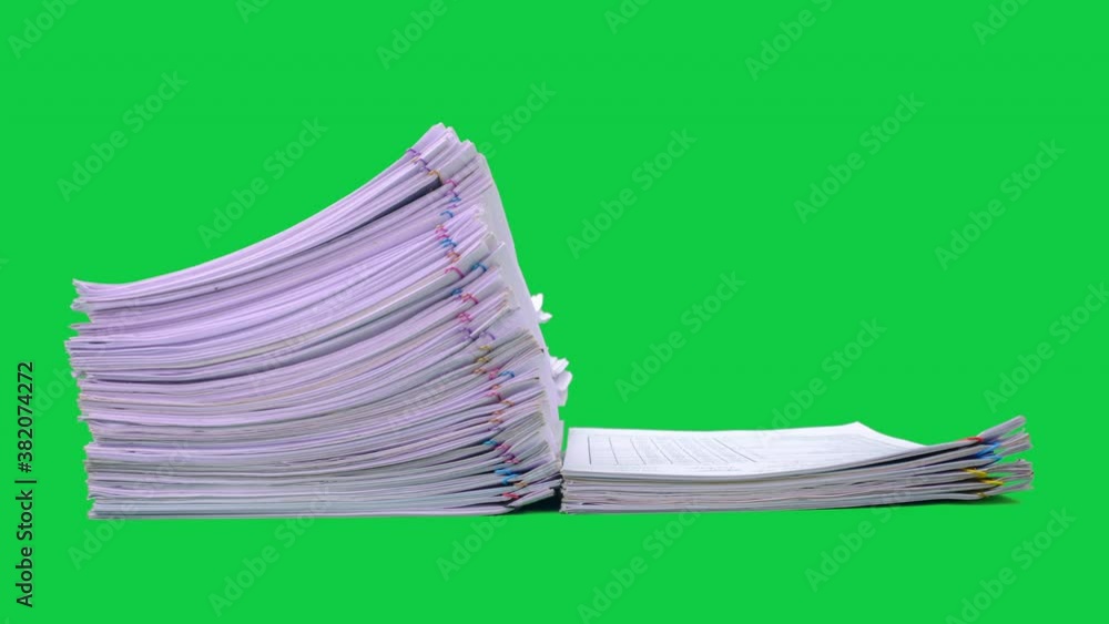 Paper Stack Animation Effect Stop motion animation Stacks overload document paper files on chroma ...