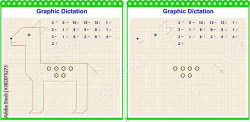 Draw a picture on the arrows. Cartoon graphic deer. Worksheet for children