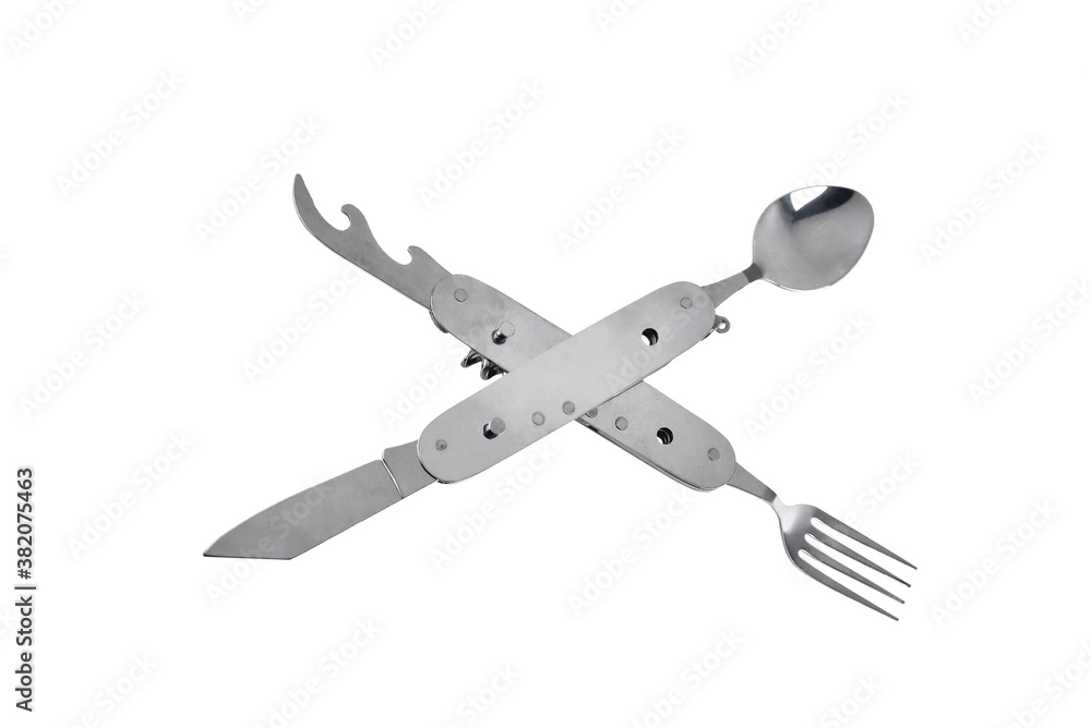 Travel multi-tool with fork, spoon and can opener, multifunctional set, utility knife with travel and tourism accessories set, tourist spoon and fork Travel multi-tool with fork, spoon and can opener, multifunctional set, utility knife with travel and tourism accessories set, tourist spoon and fork