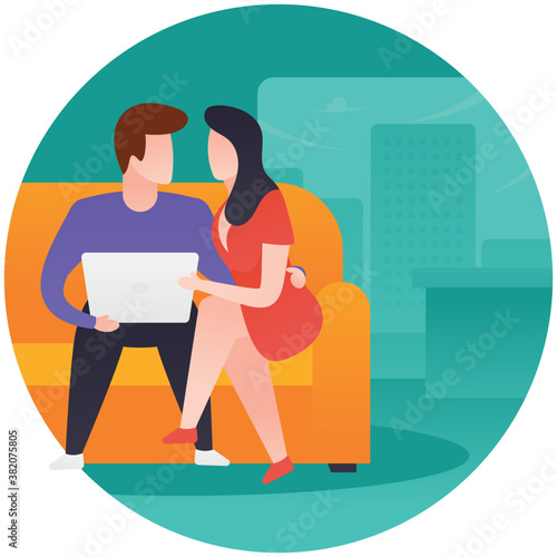 
Flat illustration of couples flat icon design 
