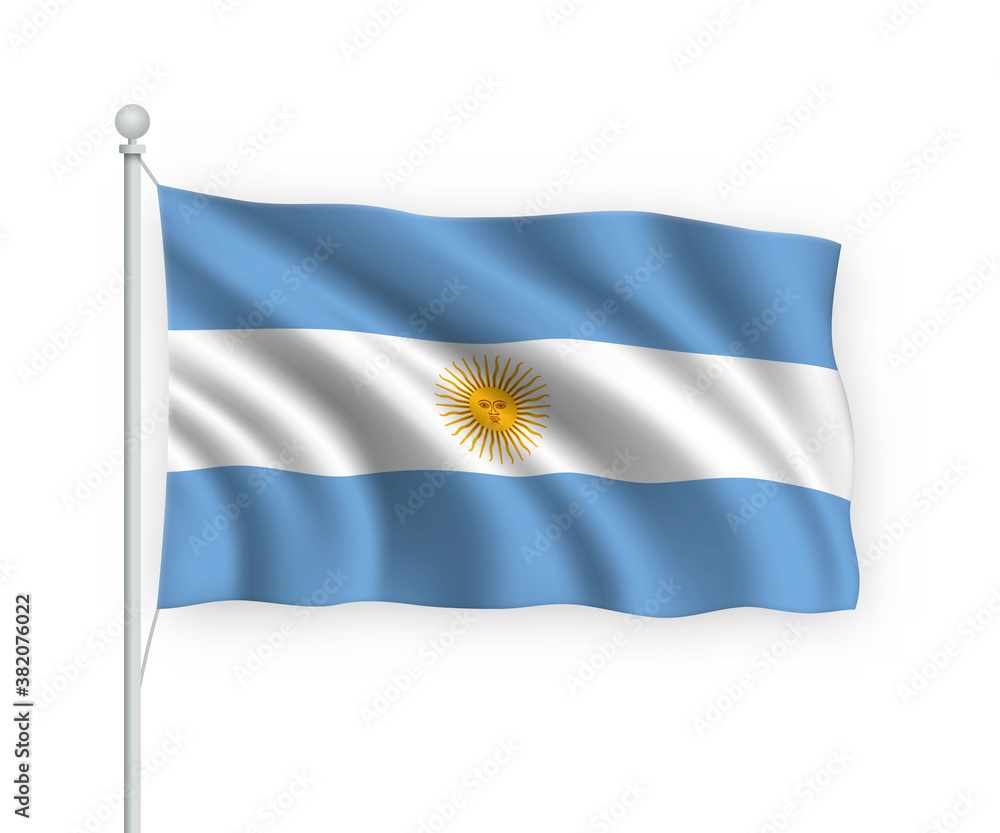 Obraz premium 3d waving flag Argentina Isolated on white background.