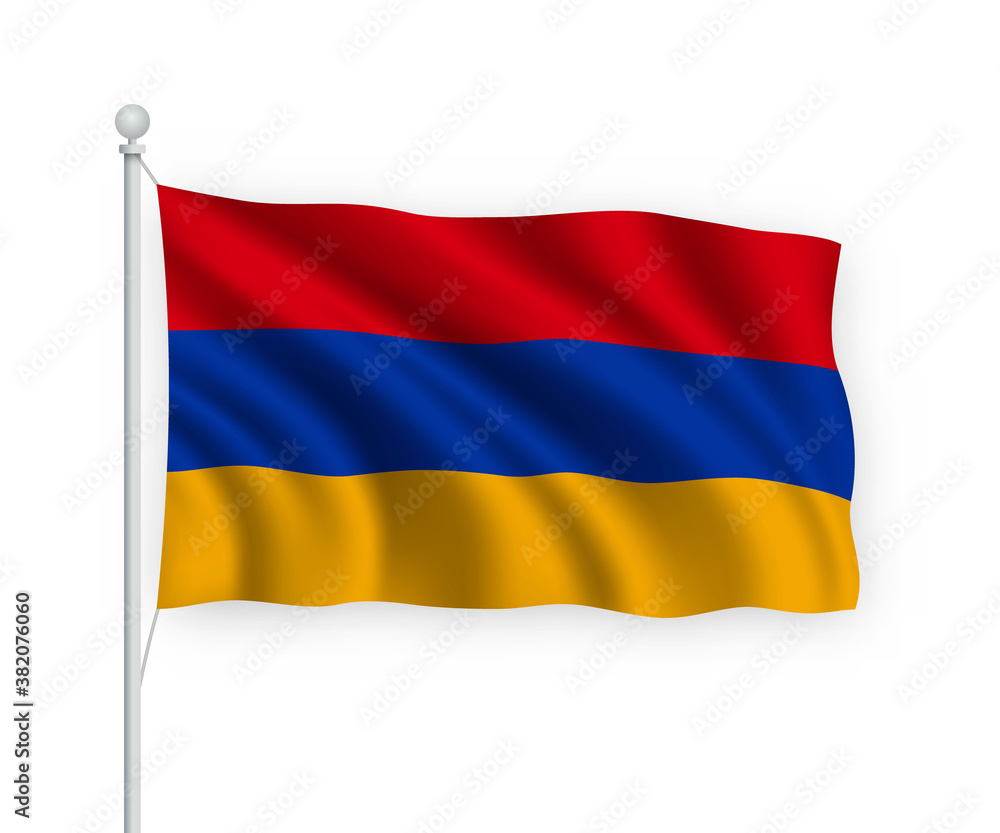 3d waving flag Armenia Isolated on white background. 3d waving flag Armenia Isolated on white background.