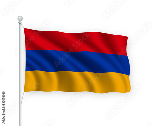 3d waving flag Armenia Isolated on white background.