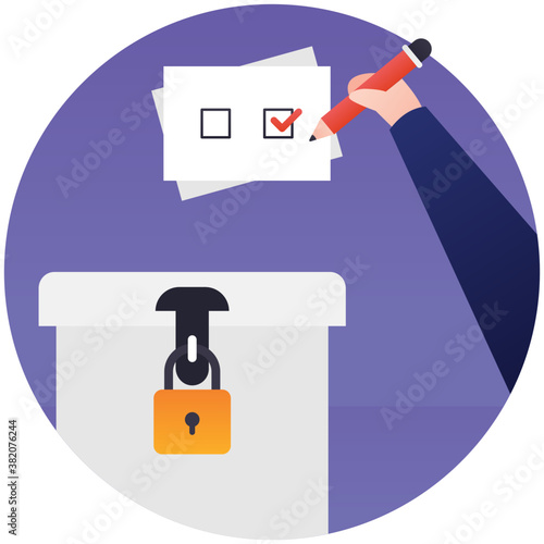 
 Vote casting process, flat icon design  
