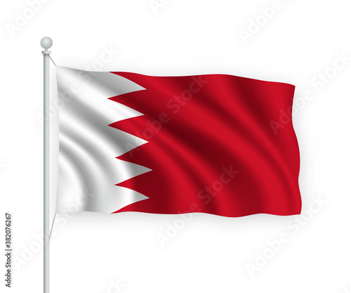 3d waving flag Bahrain Isolated on white background.