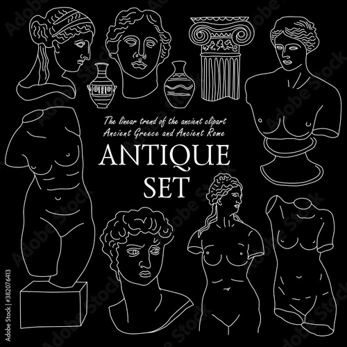 Ancient Greece and Rome set tradition and culture vector set collection. The linear trend of the ancient clipart, Ancient Greece and Ancient Rome.