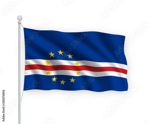 Wallpaper Mural 3d waving flag Cabo Verde Isolated on white background. Torontodigital.ca