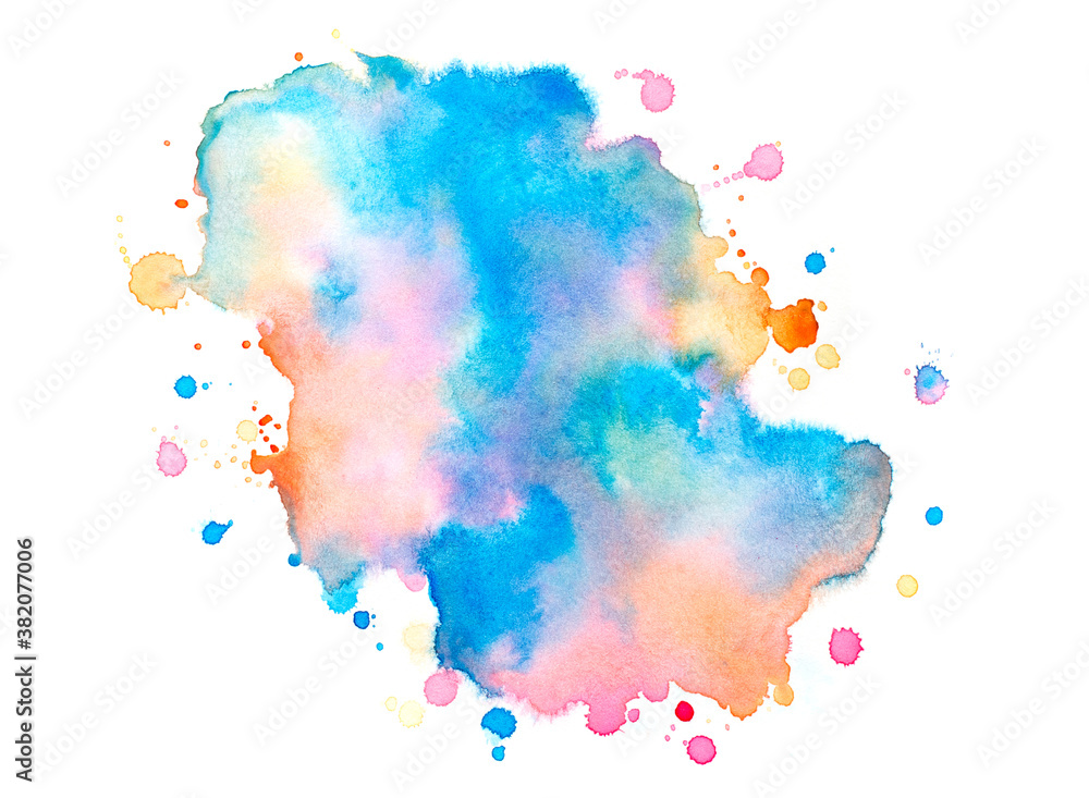paint of splashes watercolor isolated on white paper.