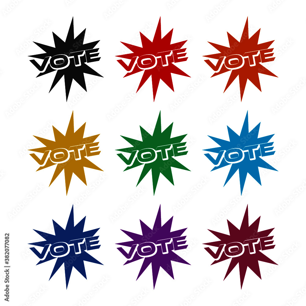Vote funny retro comic font, color set Vote funny retro comic font, color set