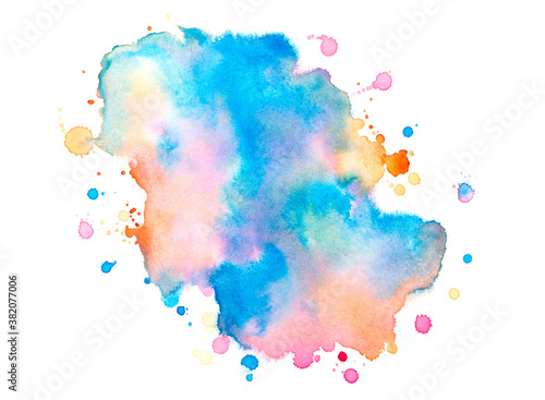 paint of splashes watercolor isolated on white paper.