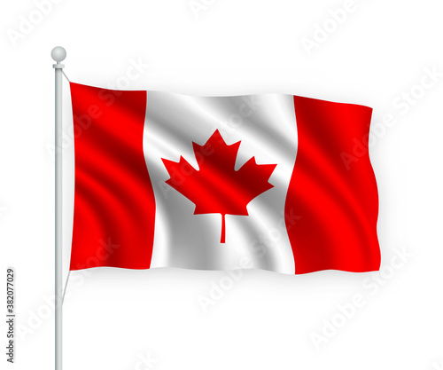 3d waving flag Canada Isolated on white background.