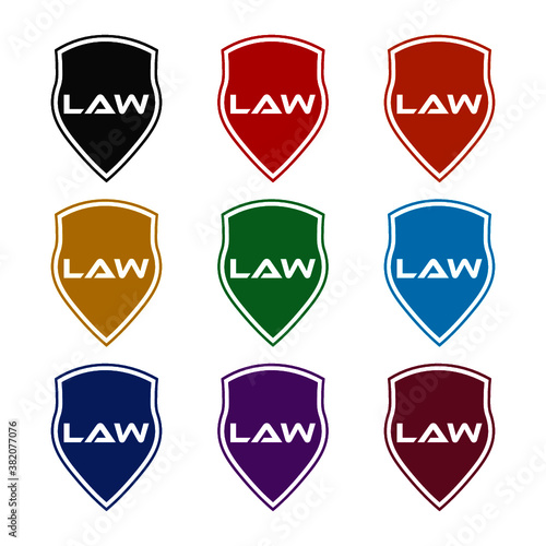 Law shield logo design  color set