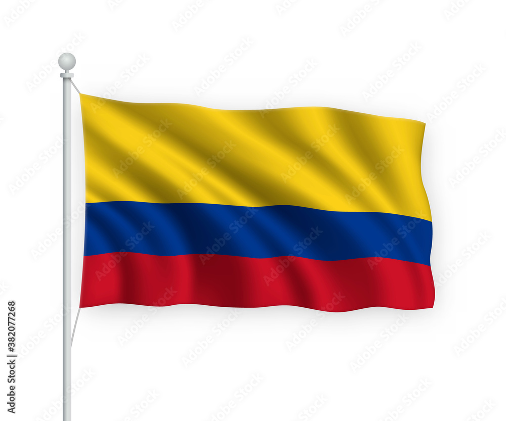 Naklejka premium 3d waving flag Colombia Isolated on white background.