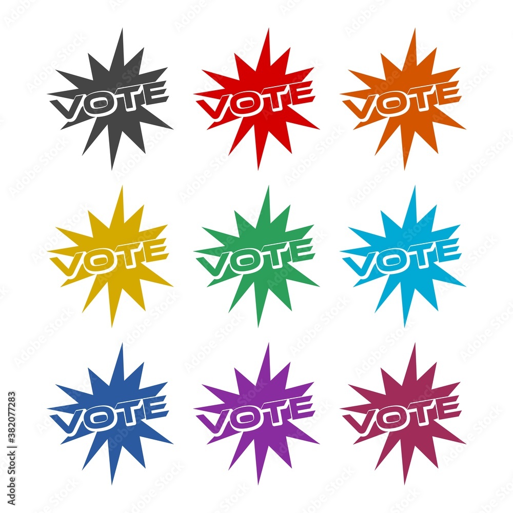 Vote funny retro comic font, color set Vote funny retro comic font, color set