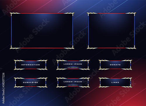 twitch border and menu panel overlay design set