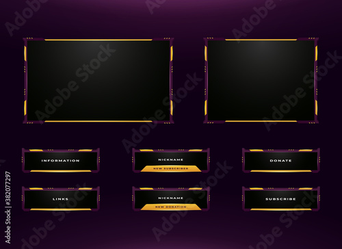 twitch border and menu panel overlay design set