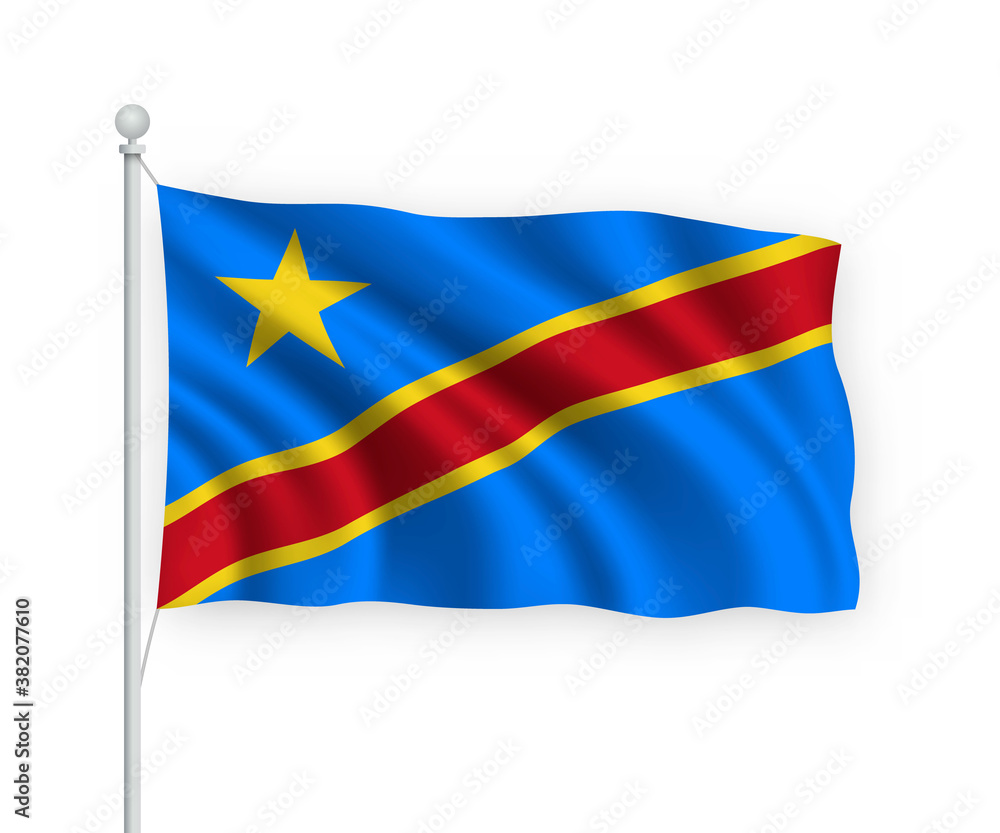 3d waving flag Democratic Republic Congo Isolated on white background. 3d waving flag Democratic Republic Congo Isolated on white background.