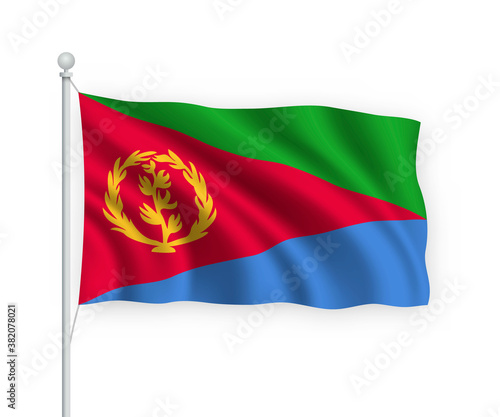3d waving flag Eritrea Isolated on white background.