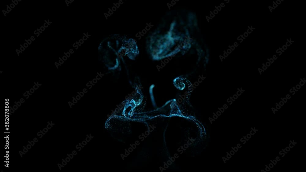 Beautiful effect of glow particles in liquid stream, like effect ink dissolve in water. Abstract animation background of luminous blue particles. Luma matte as alpha channel. Beautiful effect of glow particles in liquid stream, like effect ink dissolve in water. Abstract animation background of luminous blue particles. Luma matte as alpha channel.
