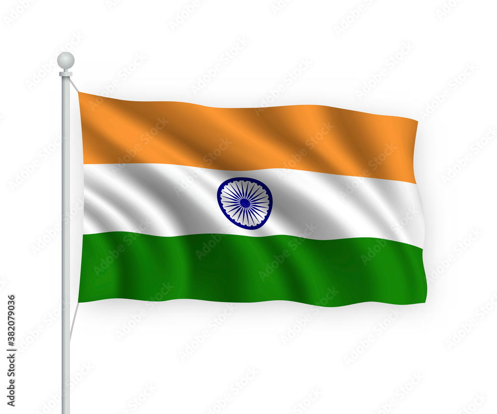 3d waving flag India Isolated on white background. Stock Vector | Adobe ...