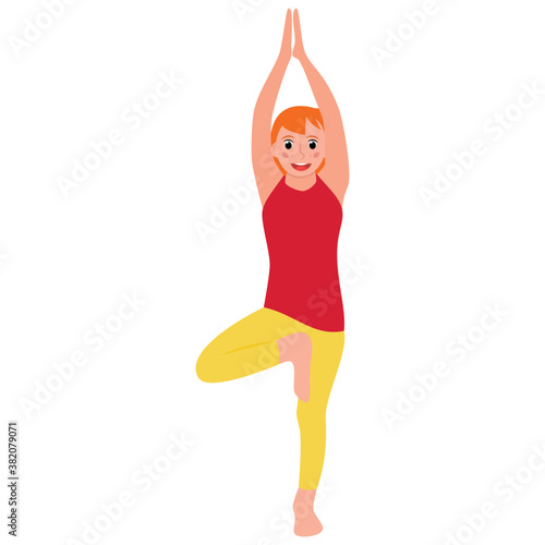 
Kid in tree pose yoga flat icon design 
