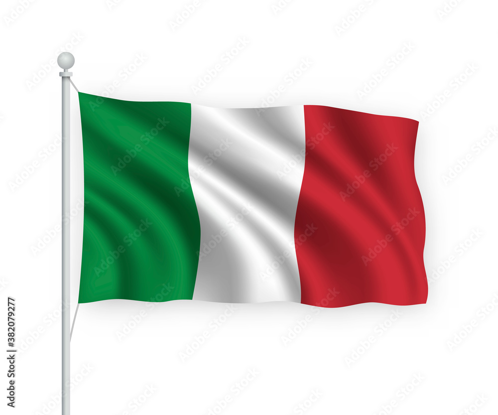 3d waving flag Italy Isolated on white background. 3d waving flag Italy Isolated on white background.