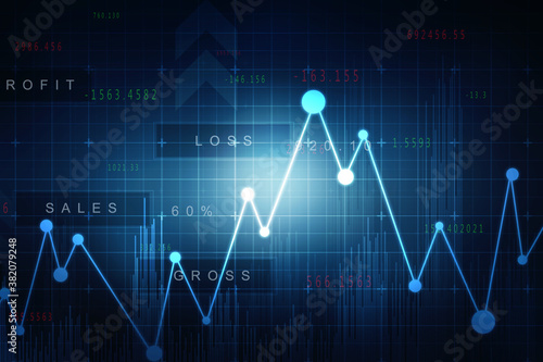 2d rendering Stock market online business concept. business Graph 