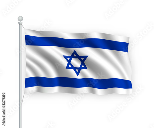3d waving flag Israel Isolated on white background.