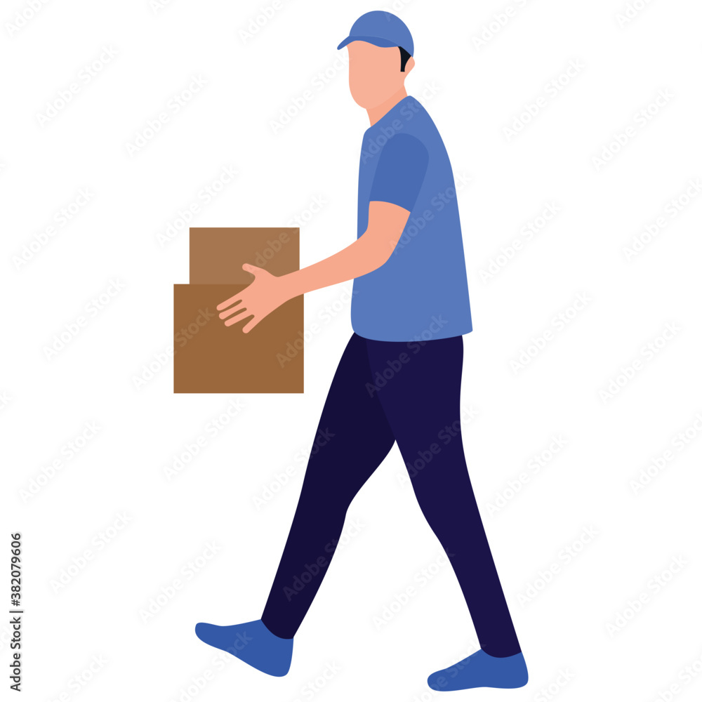 Delivery boy holding cardboard flat icon design
Delivery boy holding cardboard flat icon design