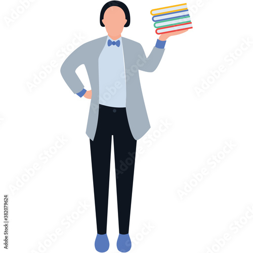 
Librarian flat icon design, bookkeeper 
