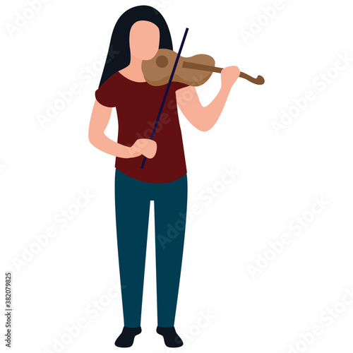 
Violinist  making sound flat icon design 
