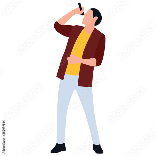 
Male singer or musician flat icon design 
