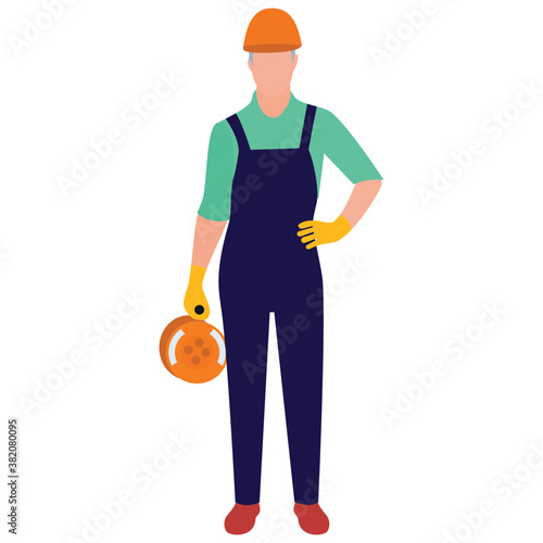 
Repairing man flat icon design, handyman concept 
