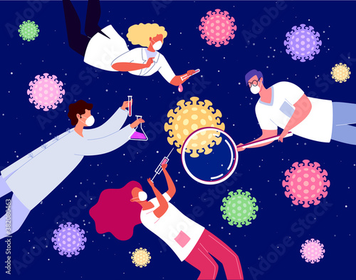 A chemical research laboratory, biochemists and professors are developing antiviral drugs. Researchers are working on a new generation of vaccines.