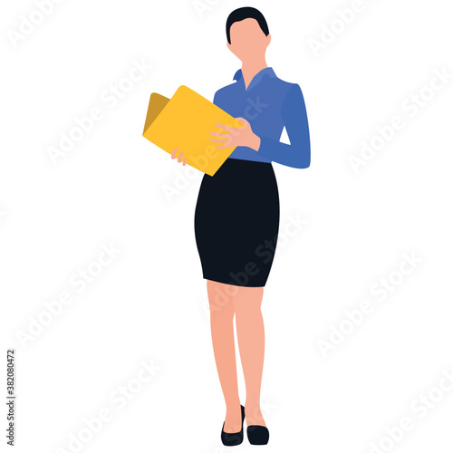 
Aircraft supporter, air hostess flat icon design  
