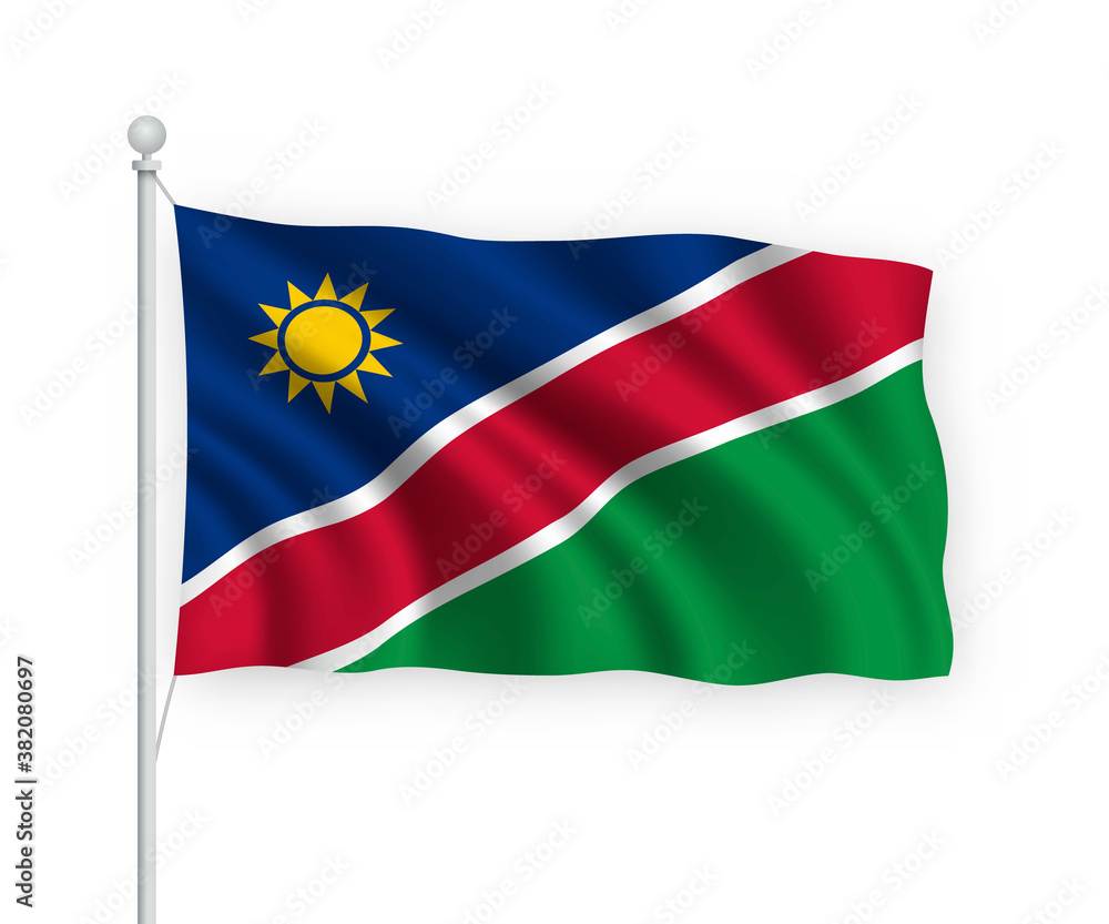 3d waving flag Namibia Isolated on white background. 3d waving flag Namibia Isolated on white background.