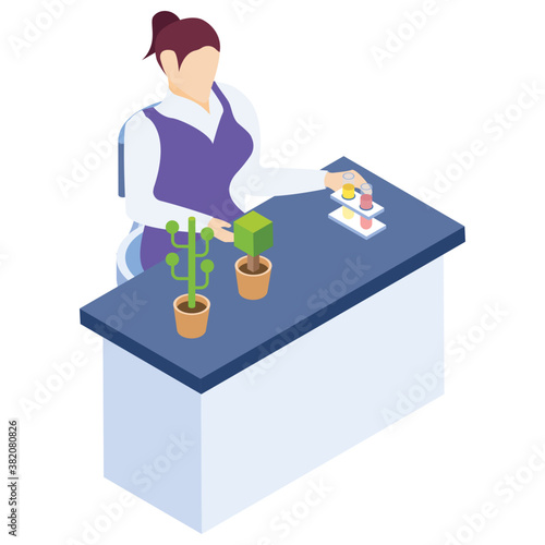 
Chemistry flask isometric icon design 
