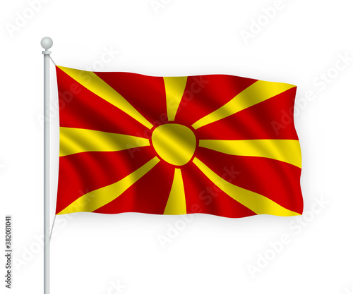 3d waving flag North Macedonia Isolated on white background.