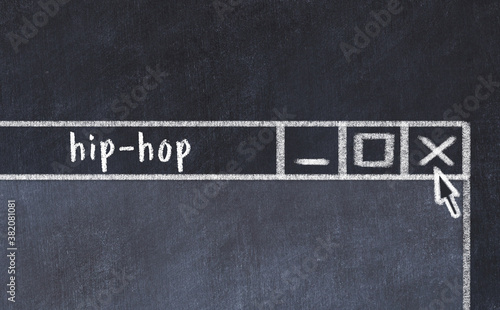 Chalk drawig of browser window with inscription hip-hop