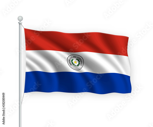 3d waving flag Paraguay Isolated on white background.