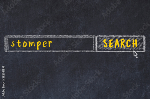 Search engine concept. Looking for stomper. Simple chalk sketch and inscription photo